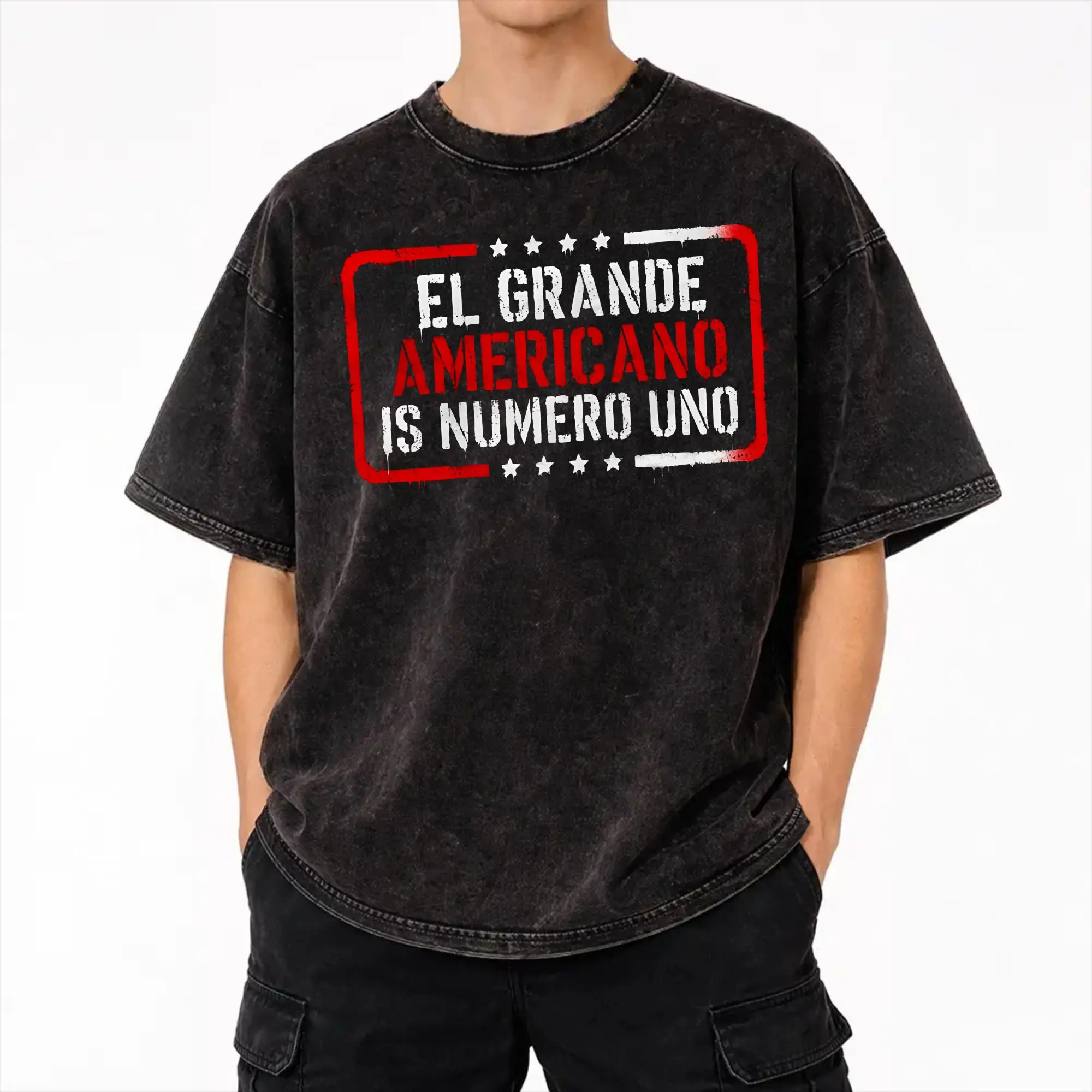 El Grande Americano Pro Wrestling  T Shirts Hip Hop Washed 100% Cotton Harajuku T-Shirt  Cool for Men Women Streetwear