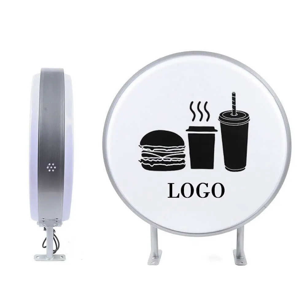 24in Round LED Signs Outdoor Lightbox Open Sign Self-Custom LED Sign for Business, Double-sided Waterproof Illuminated