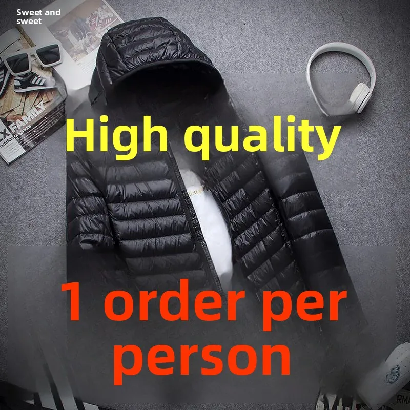 

Lightweight Hooded Men's down Jaet Youth Faionable Waterproof Thin Size Large Outerwear Spring Season Chinese Origin