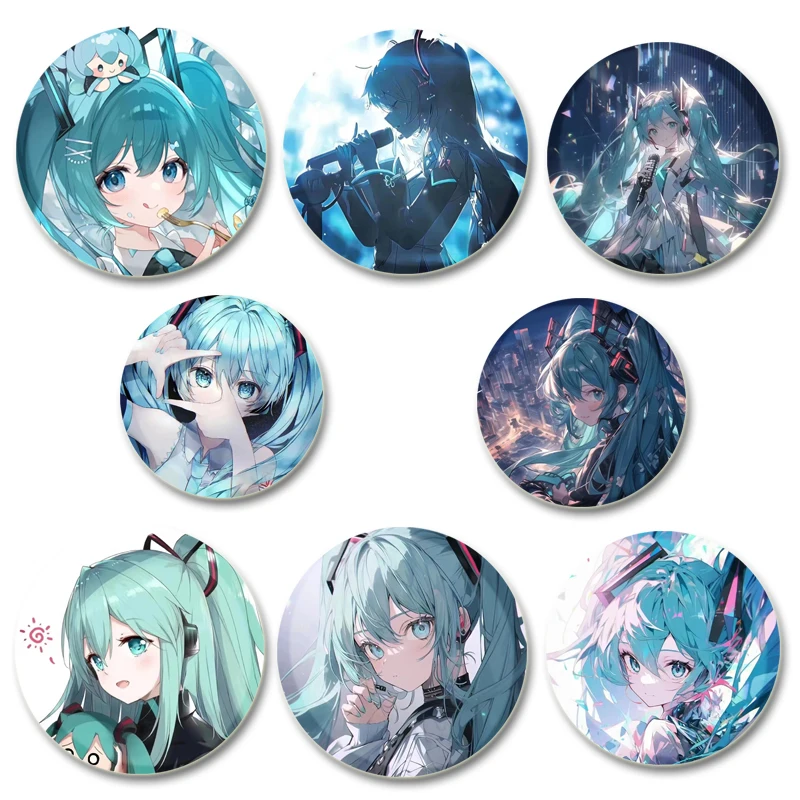 32/44/58mm Round Brooches Rock Punk Hand Music Badges Miku Electronic Musician Fans Collection Accessories Jewelry Gifts