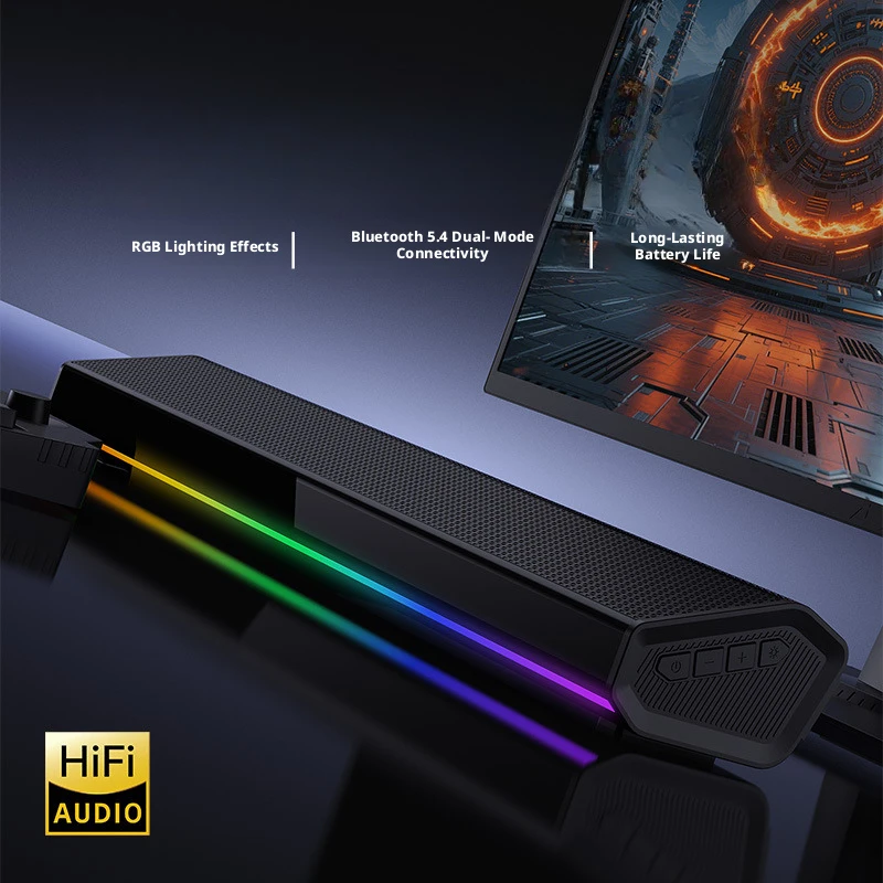 

Настольная Bluetooth-колонка с RGB-подсветкой, мощностью 10 Вт, глубокими басами и аккумулятором 1800 мАч, обеспечивающим длительное время работы