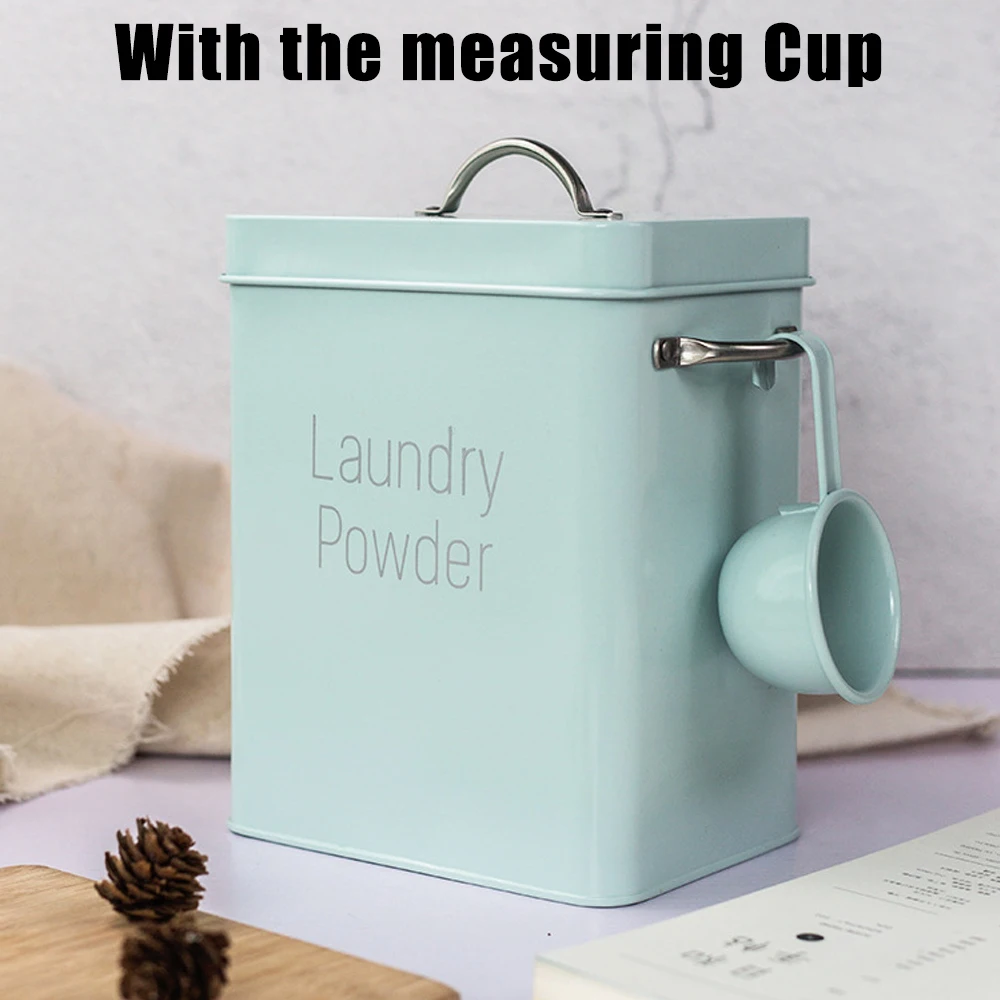 With Measuring Cup Snack Container Household Grain Storage Case Laundry Detergent Storage Box 3KG Washing Powder Barrel