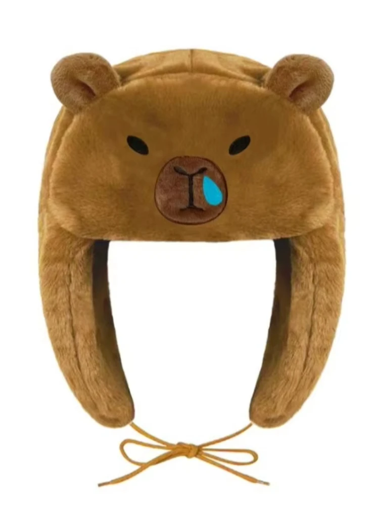 

Cartoon Embroidery Double Layered Cotton Coral Fleece Lei Feng Hat Windproof Warm Ear Protection for Autumn Winter Outdoor