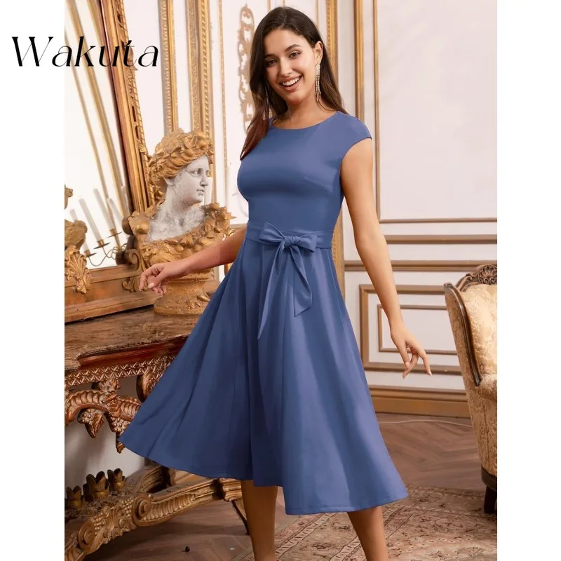 Wakuta Vintage Women Cocktail Robe Elegant Formal Wedding Guest Dresses Christmas Party Vestidos De Fiesta Коктейльные Платья