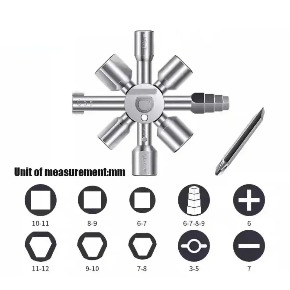 Multi-purpose Cross Key Wrench Lock Opening Compact Torque Snowflake Wrench Pocket Screwdriver Tool 10-in-1 Wrench