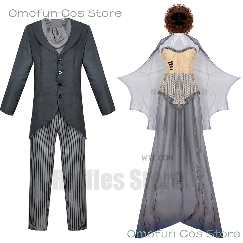 Masquerade Emily Cosplay Costume Zombie Corpse Ghost Brides Couple Worn Dress Vampire Scary Party Halloween Chirstmas disfraz