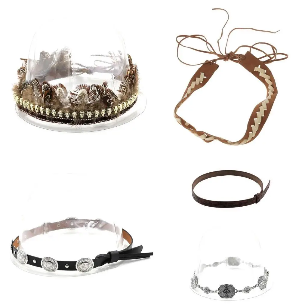 

652F Cowboy Hat Bands Leather Hat Bands For Men Western Hat Belts For Fedora Hat band