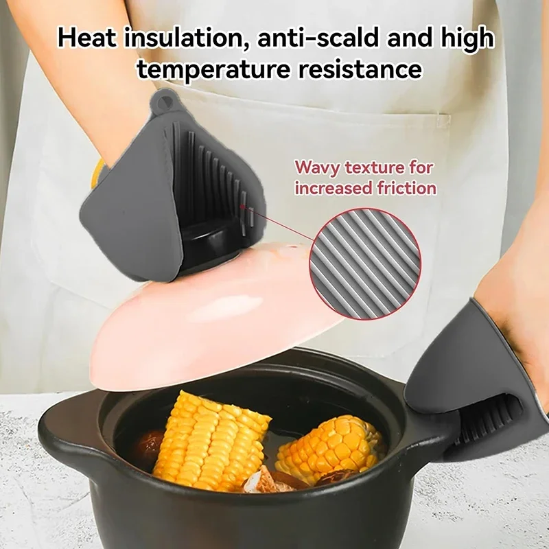 

E5 2Pcs Oven Mitts Silicone Heat Resistant Pinch Mitts Anti Scalding Non Slip Gloves Clips Pot Holder Cooking Baking Oven Mitts