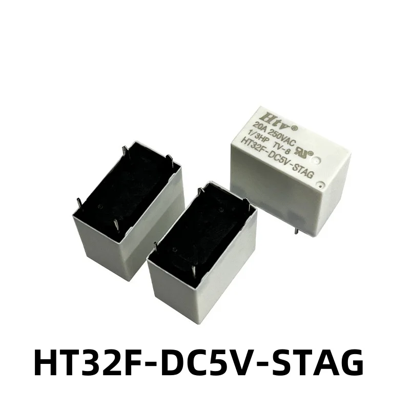 10PCS HT32F-DC5V-STAG A set of normally open 20A four pin power relays with white shell