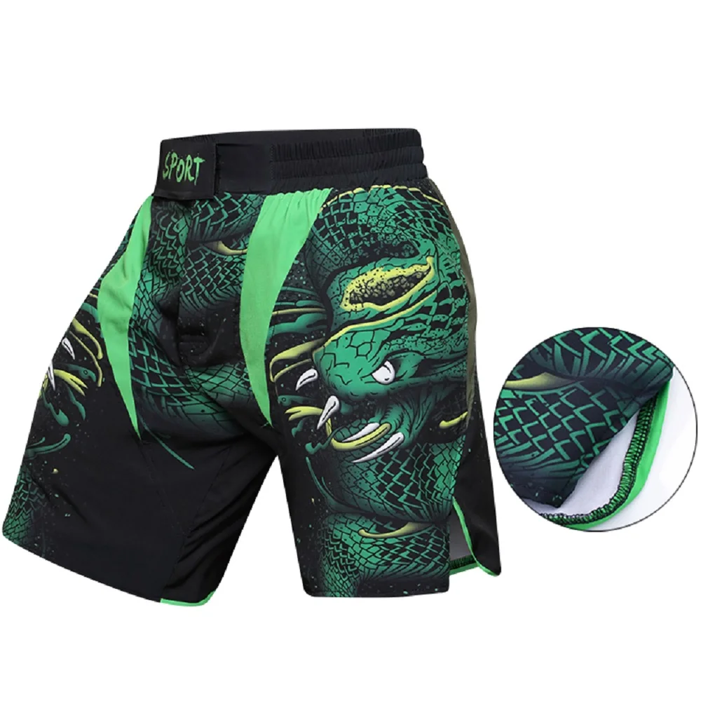 Calça curta de treino MMA masculina, sem Gi BJJ, luta, Kickboxing, personalizado, Muay Thai, Ginásio, Sublimação, Calção de luta, Verde, Masculino