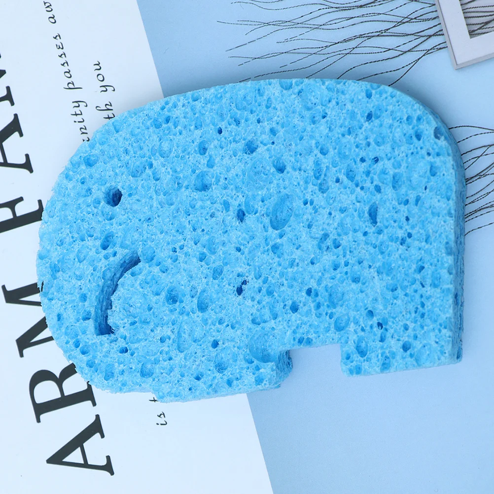 

4Pcs Baby Bath Sponge Natural Wood Pulp Fiber Soft Durable Shower Sponge Cartoon Elephant Shape Rich Bubble Infant Bath Rub
