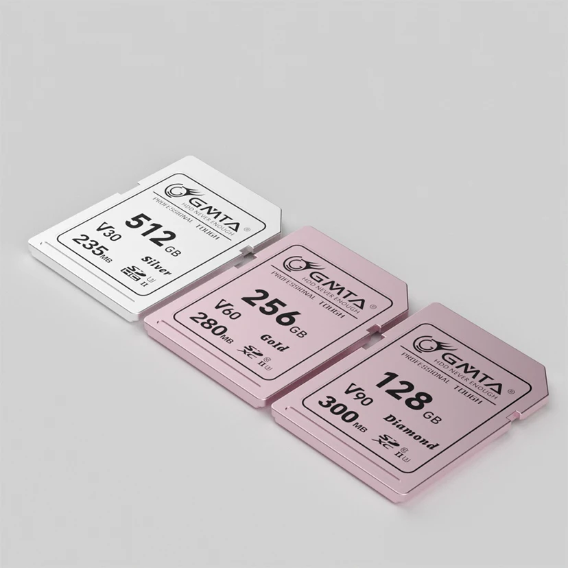 Scheda SD argento da 64 GB/128 GB/256 GB/512 GB, realizzata in lega di alluminio, UHS-, C1, U3, V30, scheda di archiviazione fotografica mirrorless 4K