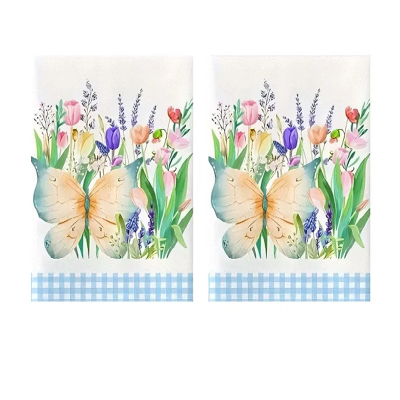 

2 шт., кухонные полотенца с акварельными бабочками и цветочным рисунком, набор полотенец 40 см * 60 см, очень впитывающая мягкая ткань для чистки, полотенце для приготовления пищи, полотенце для рук, ткань для чистки, кухонное украшение для гостиной, пред