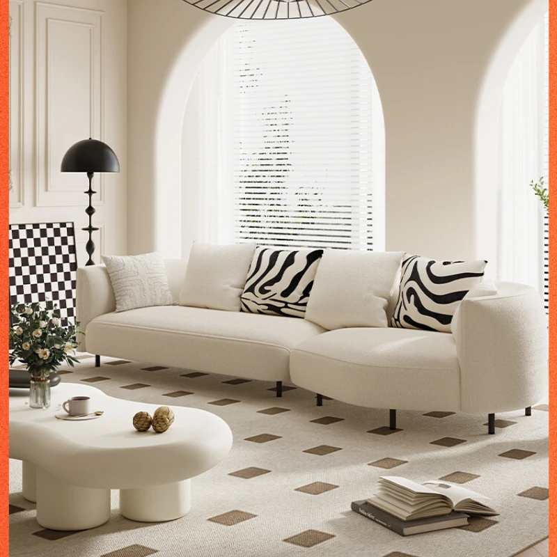 Italian minimalist small apartment special-shaped corner lambswool sofa