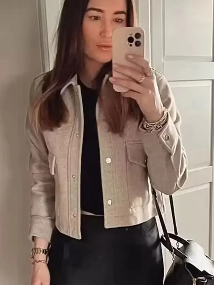 

Jackets For Womens Autumn Fashion Solid Front Pockets Button Long Sleeve Jacket Elegant Woman Casual Outerwear Coat