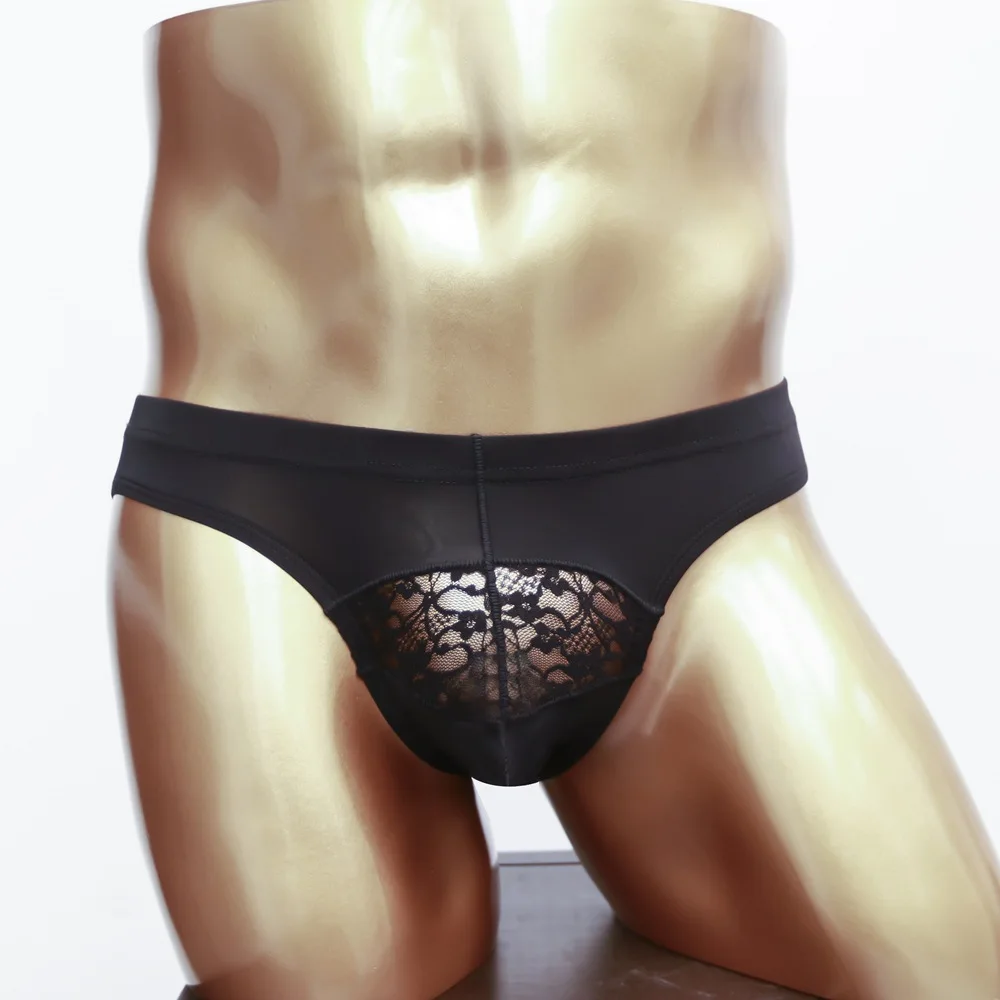 

Summer Men's See Through Lace Briefs Underwears Male Plus Size Casual Sleeping Bottoms