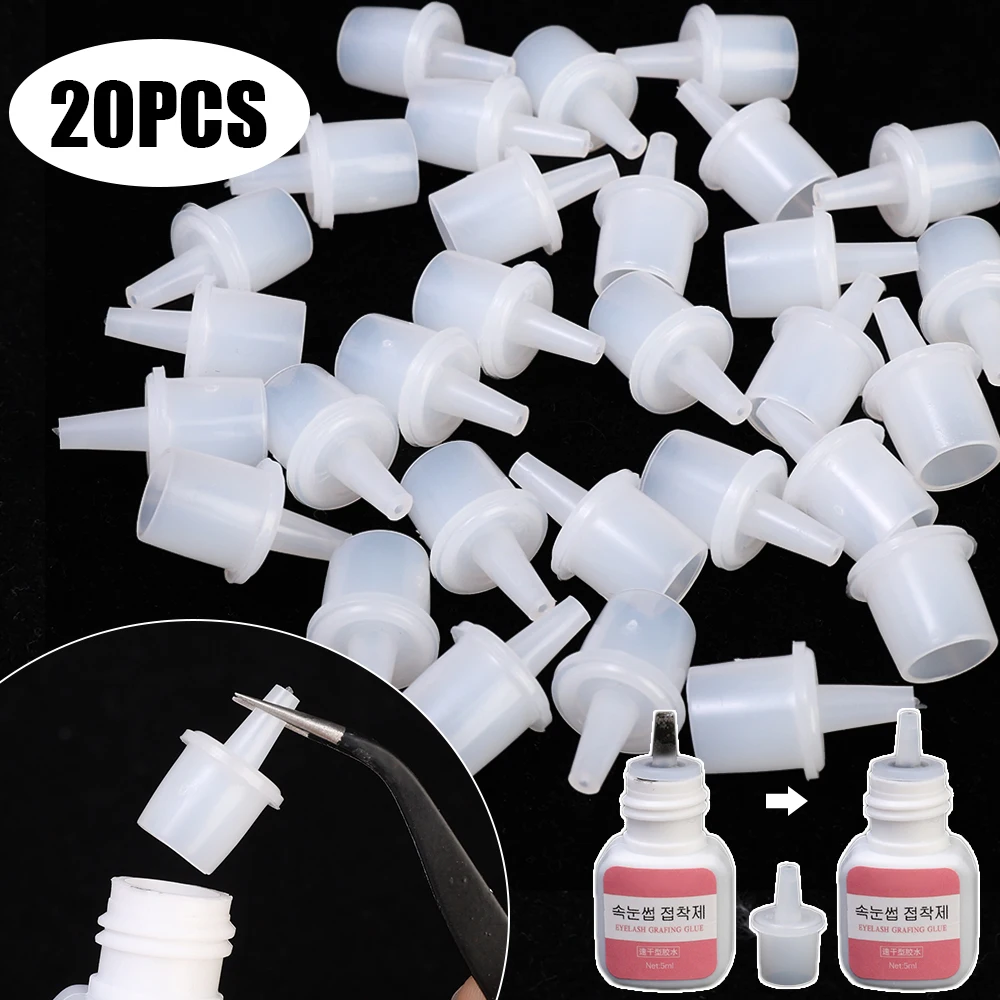 20pcs Universal Eyelash Glue Replacement Bottle Mouth Head Convenient Extended Glue Usage Anti-blocking Eyelash Extension Tools