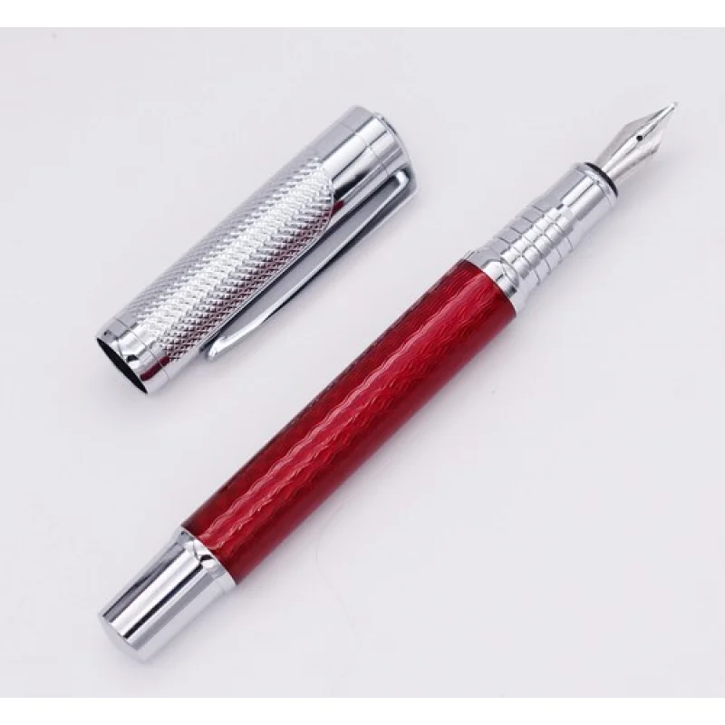 

Перьевая ручка из углеродного волокна A+ Fuliwen 2030, высококачественное среднее перо красного цвета