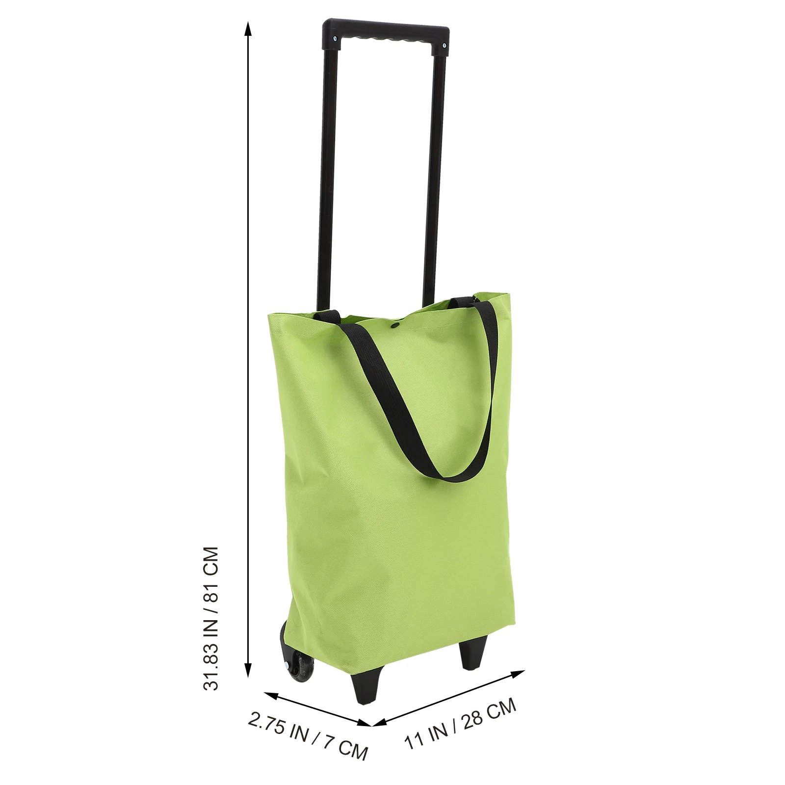 

Portable Foldable Shopping Cart with Wheels Green Color Lightweight Oxford Cloth Tote Bag for Grocery Storage Travel Use