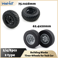 2/4/8PCS Tires+Wheels 62.4*20mm/75.1x28mm Building Blocks for Technical Car Modified Bricks DIY Assembled Model Toy Kid MOC Gift