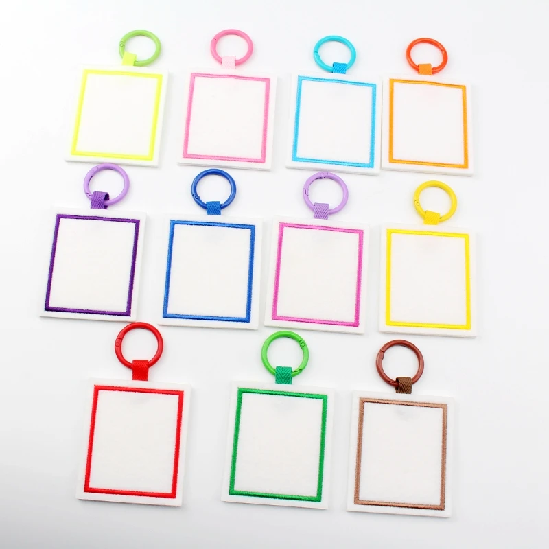 Square Shape Blank Luggage Tag Felt Cloth Pendant Keychain For Children DIY Backpack Schoolbag Name Tag Label Pendant