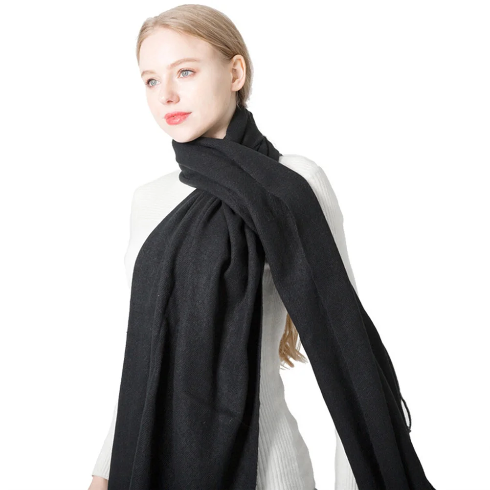 

1Pcs Solid Color Scarf Cashmere Imitation Large Fringed Shawl Oversized Warm Winter Thicken Scarf Unisex Wrap Blanket