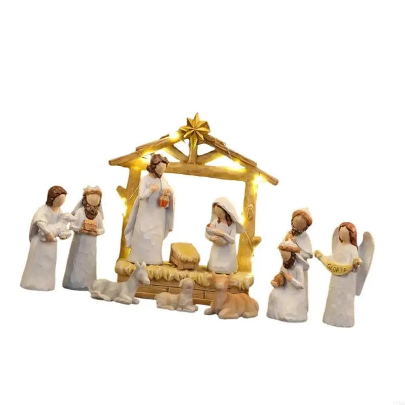 Baby Jesuses Holy Family Statue Miniature Christmas Nativity Scene Sculpture Xmases Indoor Home Table Holiday Decors