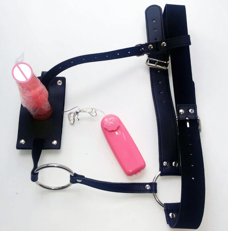 Adult Women PU Leather Vibrating Butt Plug Harness Male Chastity Belt Device with Vibrator Anal Plug Thong Panties Sex Toys