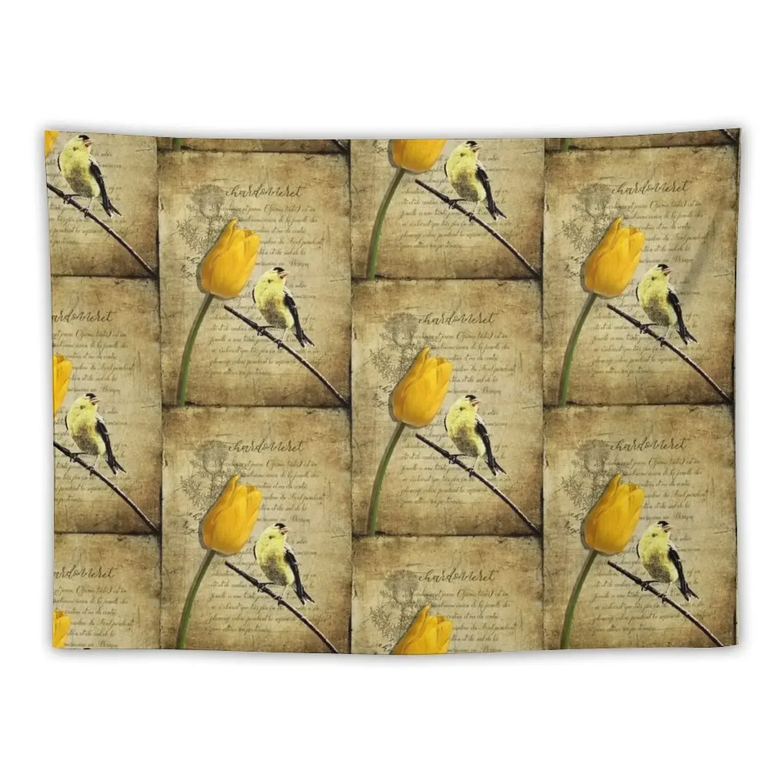 Rustic Goldfinch Journal type Tulip Modern Country Modern Cottage Chic Art A257 Tapestry Tapete For The Wall Tapestry