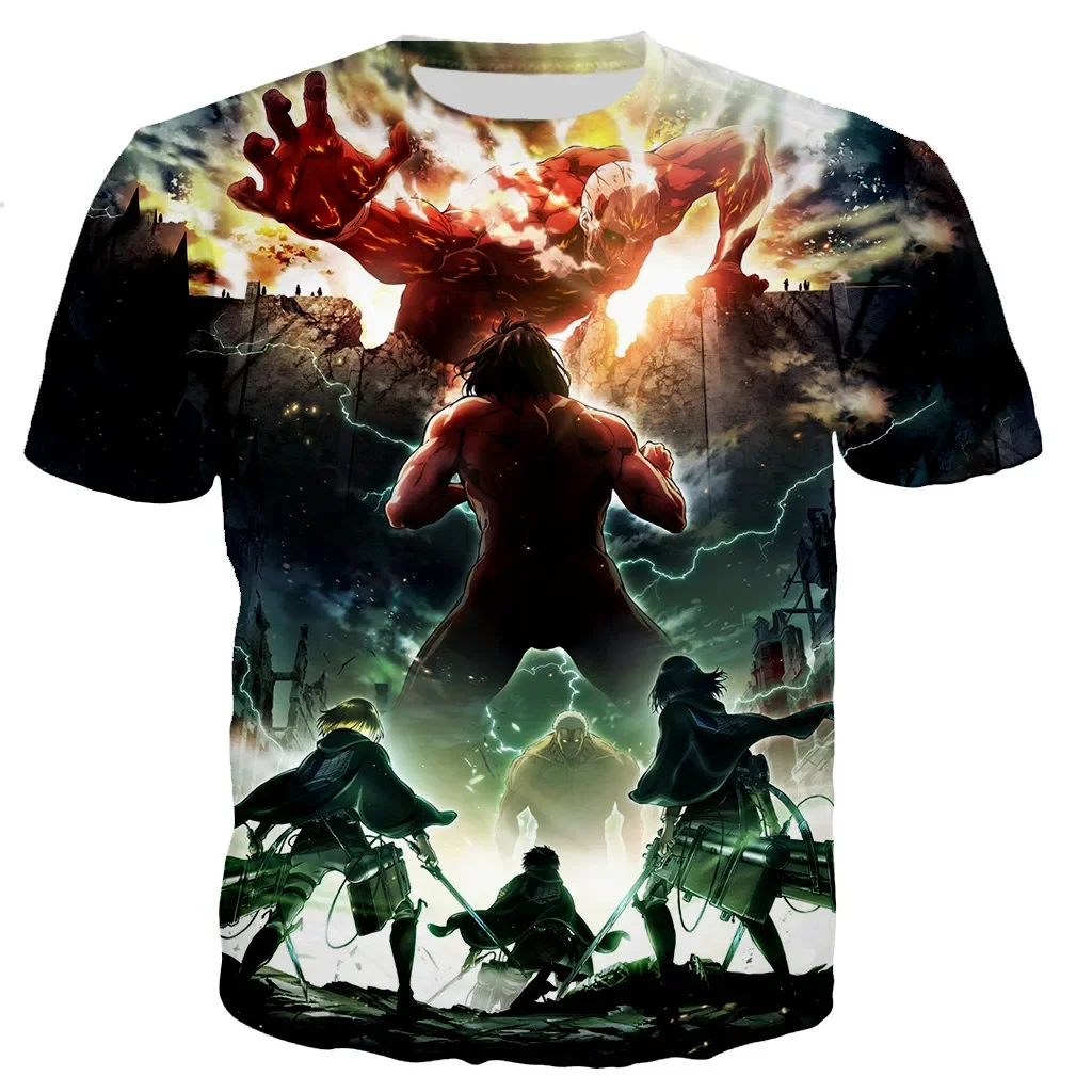Summer Men and Women Hot Japan Anime 3D Attack On Titan Print T-shirt Casual Harajuku Streetwear Hip Hop Breathable Kids Clothes