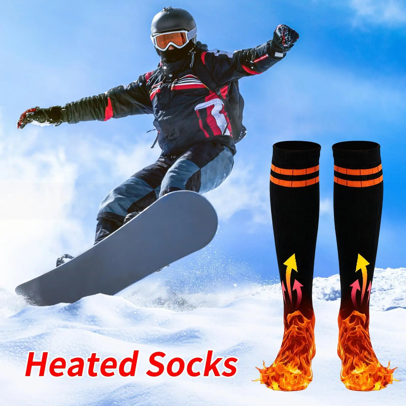 

Электрические носки с быстрым нагревом через USB, долговечные зимние грелки для ног для холодной погоды, рыбалки, катания на лыжах, альпинизма, кемпинга, спорта