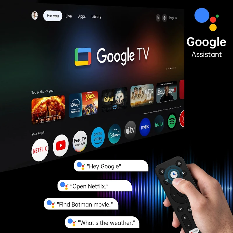 جهاز عرض CAIWEI S7+ Android 14 للأفلام بدقة 4K Full HD 1080P 2000 ANSI معتمد من Google لأجهزة عرض الفيديو المنزلية مع Dolby