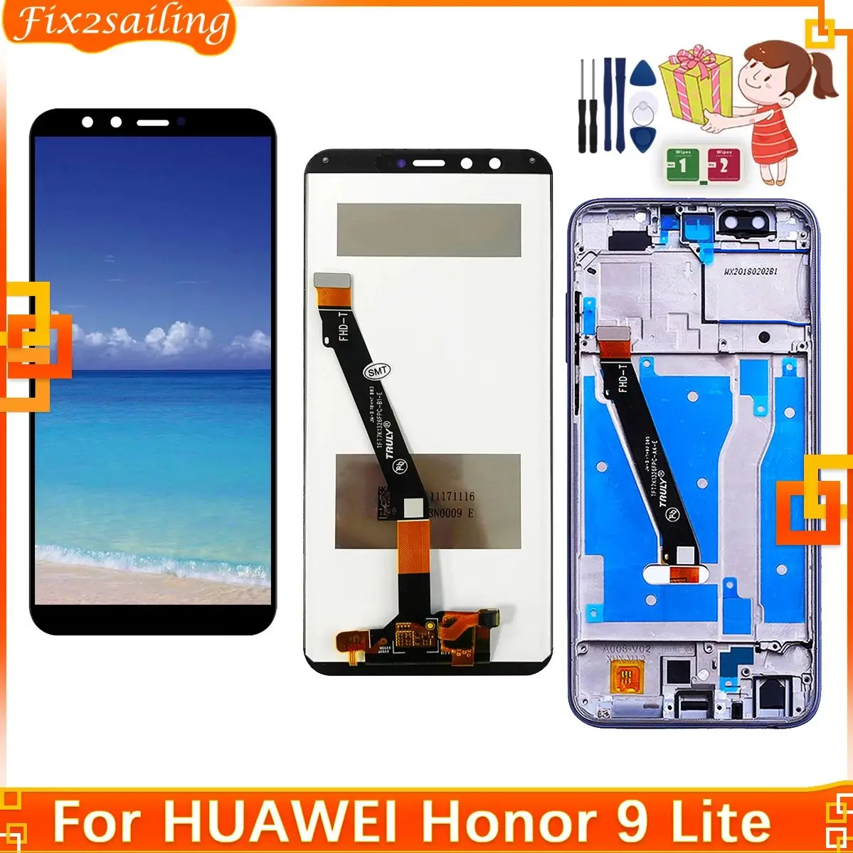 5.65\'\' LCD For Huawei Honor 9 lite Display Touch Screen For Huawei Honor 9 Lite LCD Display No/With Frame Digitizer LLD-L31