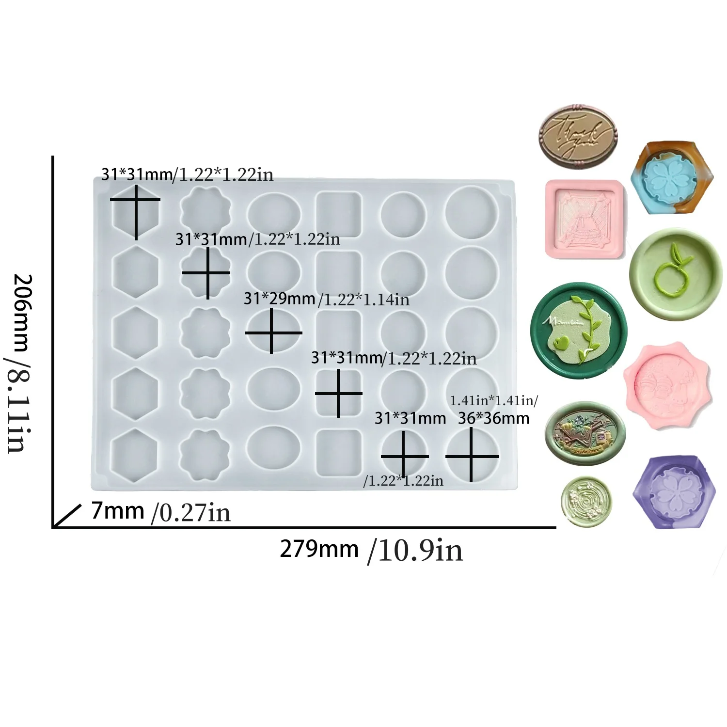 Diy 1 peça 30 até mesmo selo geométrico selo de cera envelope molde de silicone molde de cozimento de biscoito de chocolate