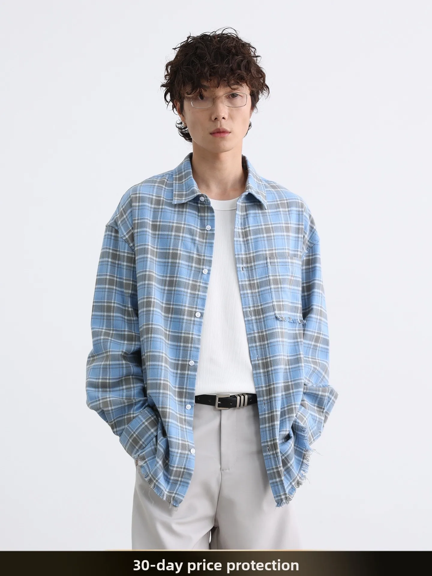 

American Retro Color Blo Plaid Splicing Long Sve Men's Casual irt Autumn Leisure Lazy Sle Couple's irt Cotton 00%