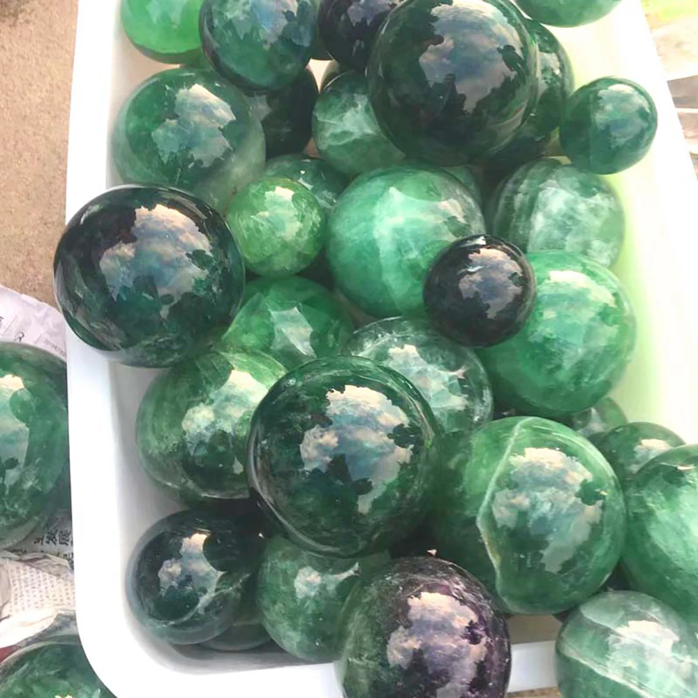 Big Crystal Ball Natural Green Fluorite Crystal Globe Stone Crafts Sphere FengShui Home Desktop Decor Specimen Birthday Gift