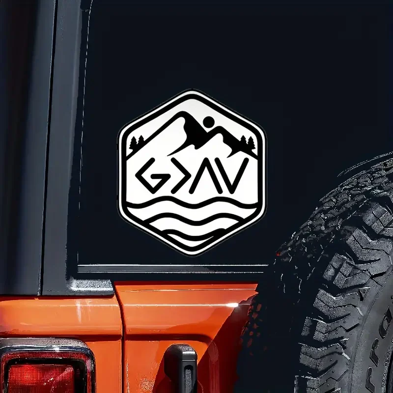 Gott ist größer als Höhen und Tiefen nach unten Vinyl Aufkleber Christian Helm Aufkleber, Vinyl Aufkleber, Aufkleber für Autos, Fenster, Laptops