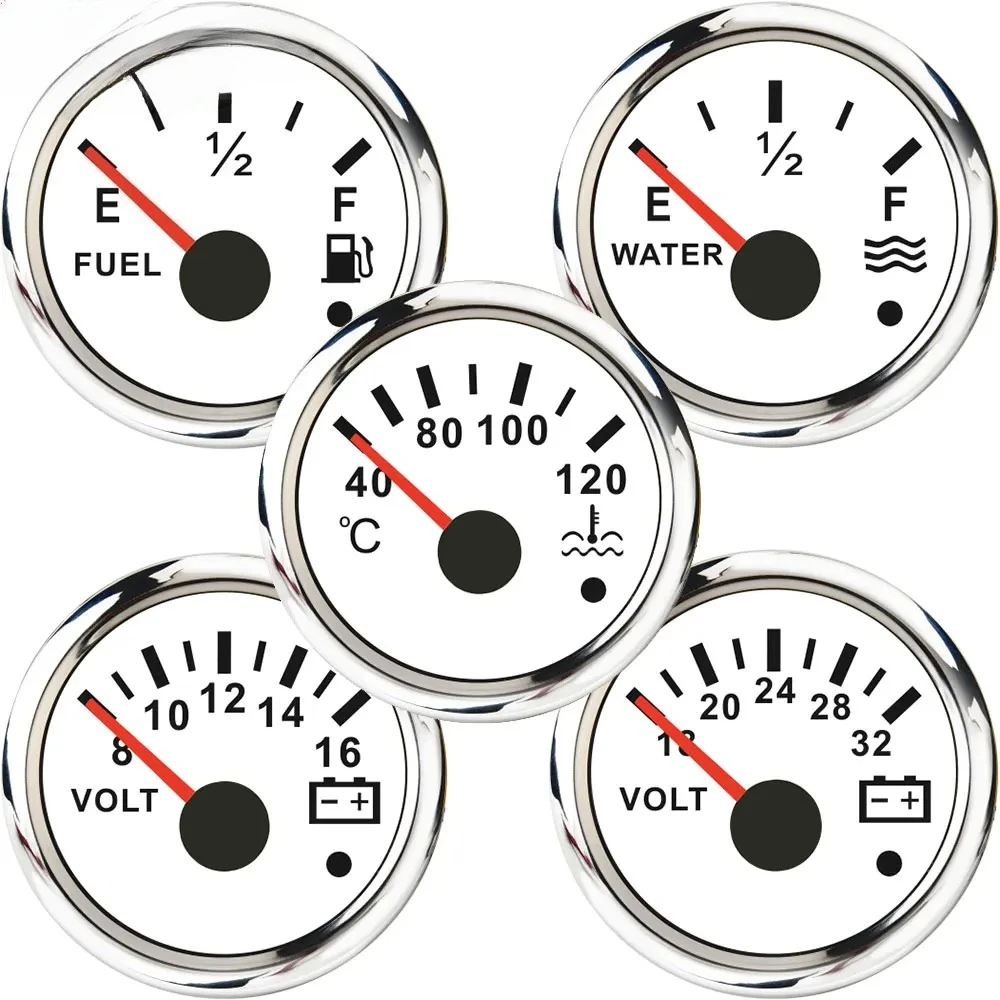 

Car Marine Boat Boost Alarm Gauge 2‘’ 52mm Oil pressure Meter Water Level Fuel Temperature 12V 24V Voltmeter Accessories Meter