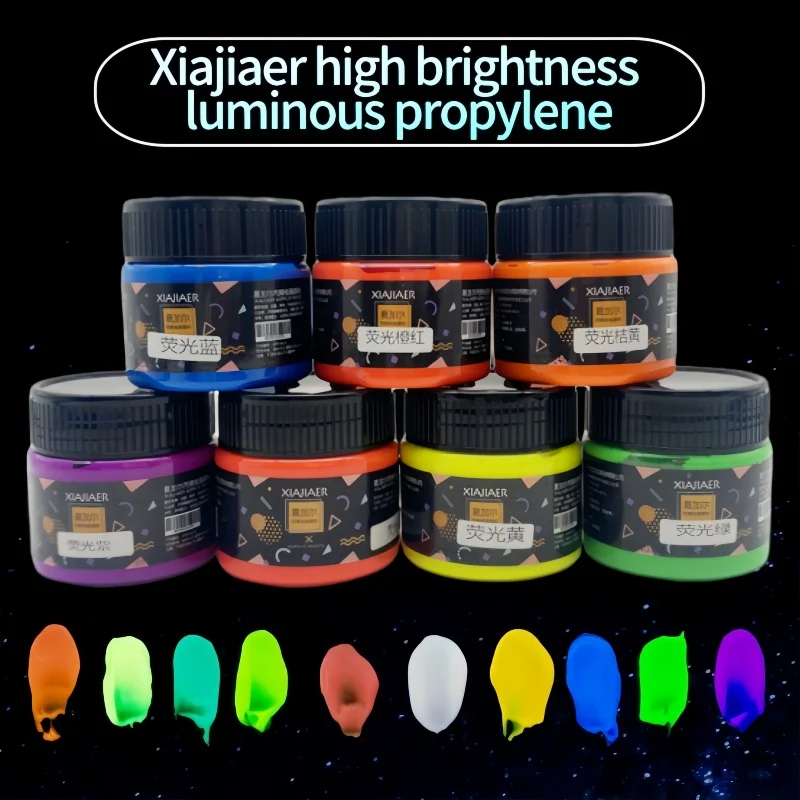 100ml/ Can Fluorescent Acrylic Paint Xiajiaer Hand-Painted Wall Painting Acrylic Paint Studio Art Fluorescent Acrylic