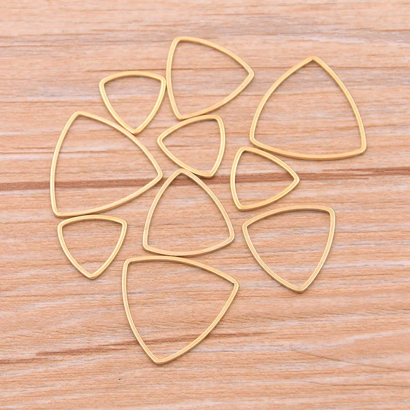 10pcs  Triangle Charm Gold Color Stainless Steel Pendant Open Bezels Hollow Pressed Resin Frame Mold Bezel DIY Jewelry Making