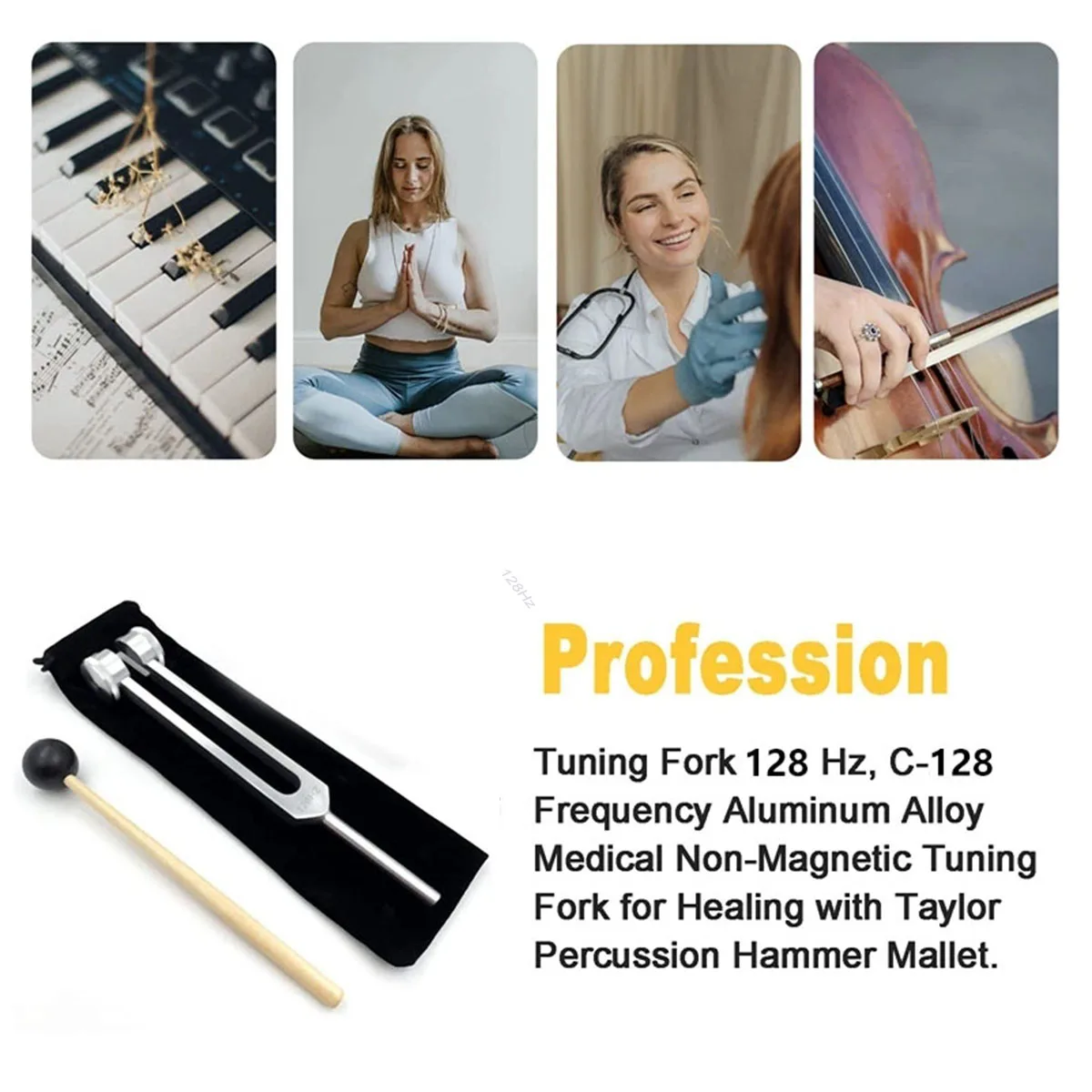 Miwayer 128Hz Stimmgabel-Set – Aluminiumlegierung mit Schlägel, Inbusschlüssel, Reinigungstuch & Tasche, für Heilung & Meditation – Detail 4