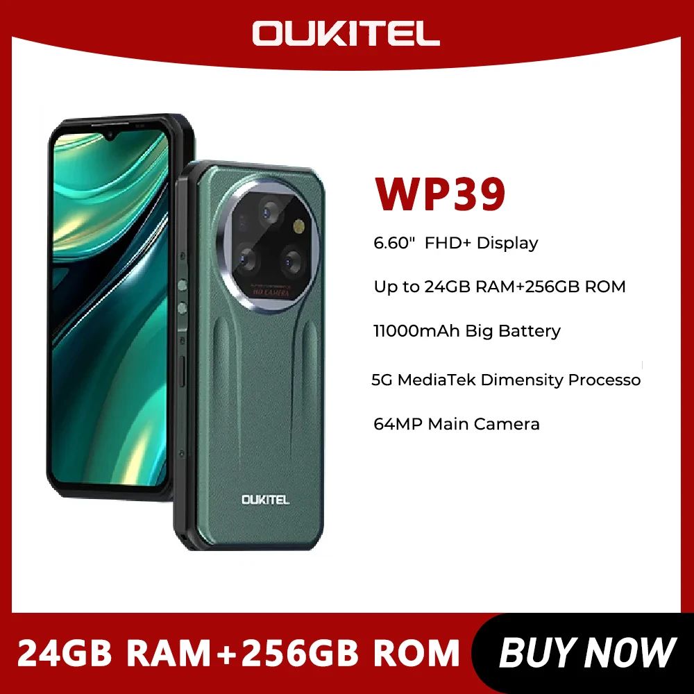 Oukitel wp39 Rugged Smartphone 5G 24GB（6+18)+256GB 6.60