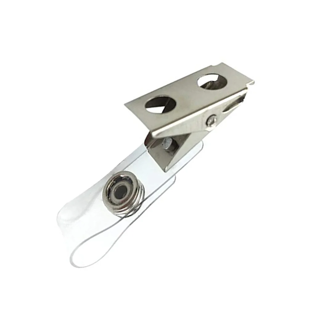 

100Pcs Metal Badge Clips with Clear PVC Straps Universal Fit for Id Card Holders Retractable Badge Reel for Work Badges Trade