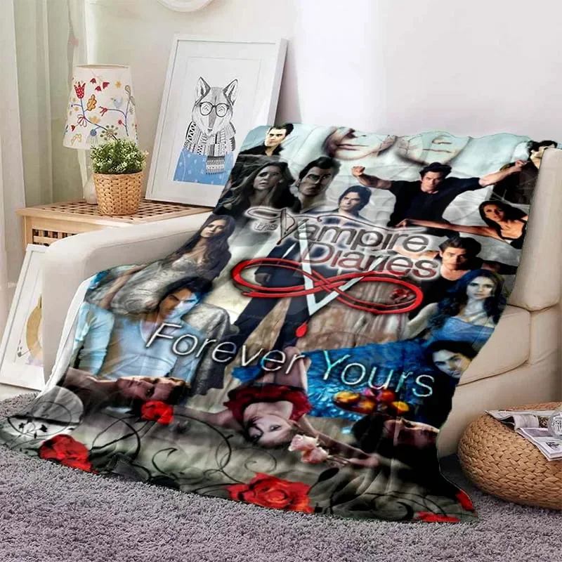 The Vampire Diaries stampa 3D flanella peluche coperta copriletto coperta pigra coperta Sherpa copripiumino da viaggio