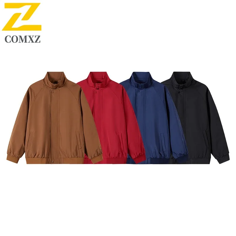 COMXZ يندبروف Chaqueta الوقوف طوق في الهواء الطلق متعدد جيب عالية الجودة المشي لمسافات طويلة العمل سترة تنفس معطف السفر ملابس للرجال