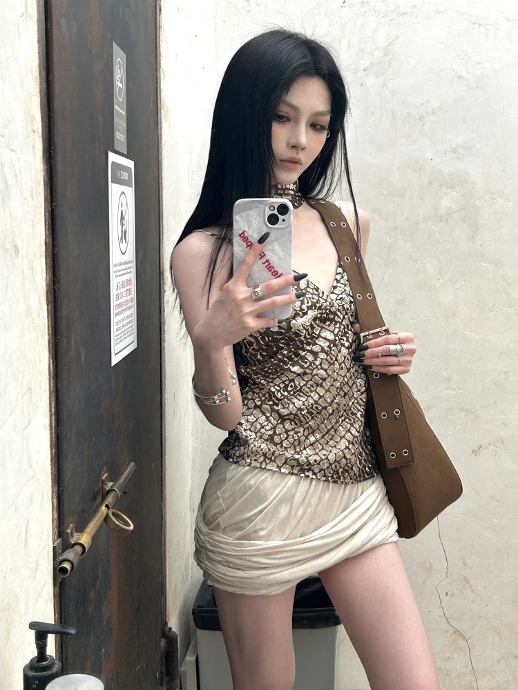 

Сексуальный облегающий жилет для женщин с атласным узором под камень, модный, из полиэфирного волокна, весенний, цельный.