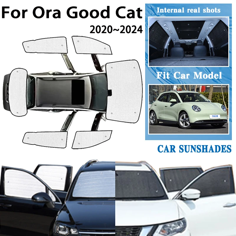 

Car Window Shading Cover For Ora Good Cat Funky Ora 03 Haomao 2020~2024 Black Slivr Sunscreen Anti-UV Sunshades Auto Accessories