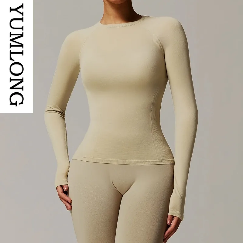 Seamless Long Sleeve Yoga Tops Ladies Quick-Dry Activewear Breathable Gym Clothing Casual Sportswear Workout Tees 2025 New Women