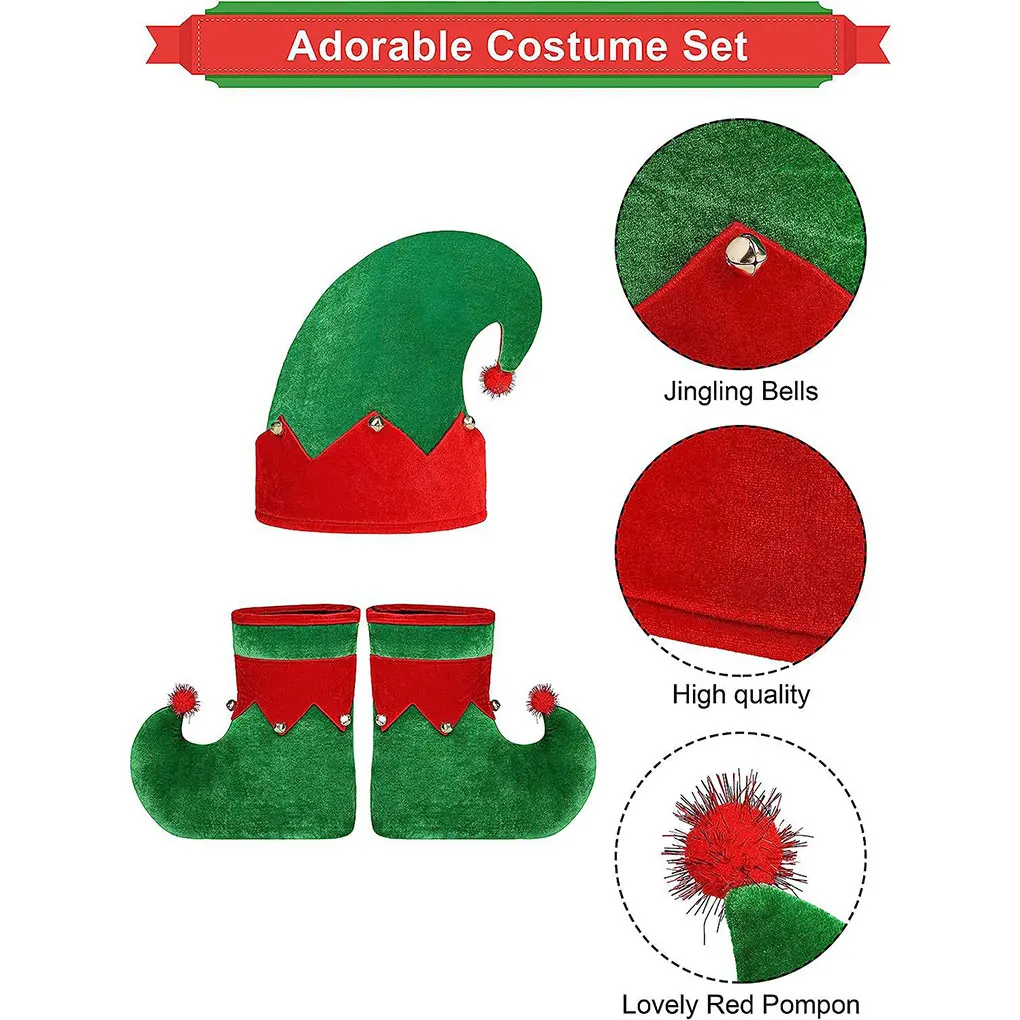 Costume de Noël pour filles en polyester, mignon et réutilisable, avec un motif de Père Noël et des images classiques de Noël.