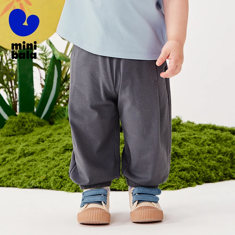 

Mini Bala Kids Cotton Quick-Dry Pants Summer Cooling Anti-Bacterial Children Long Pants